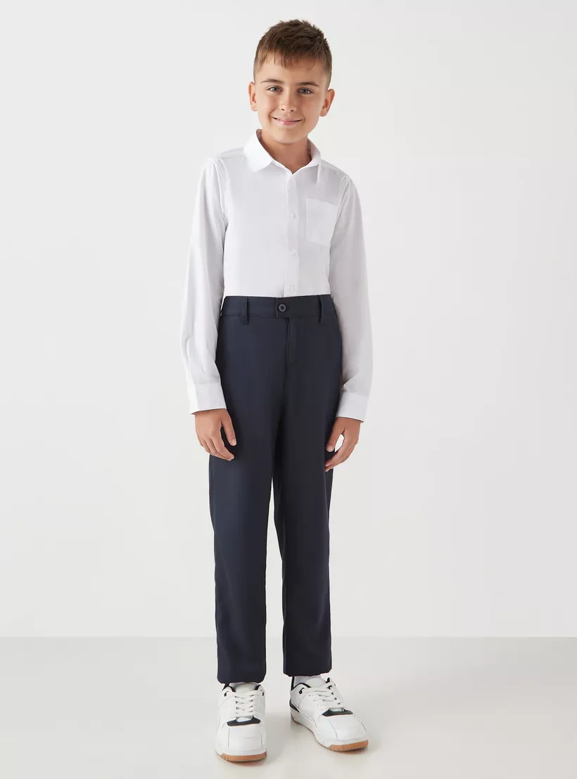 Juniors Solid Shirt with Long Sleeves and Pocket-6