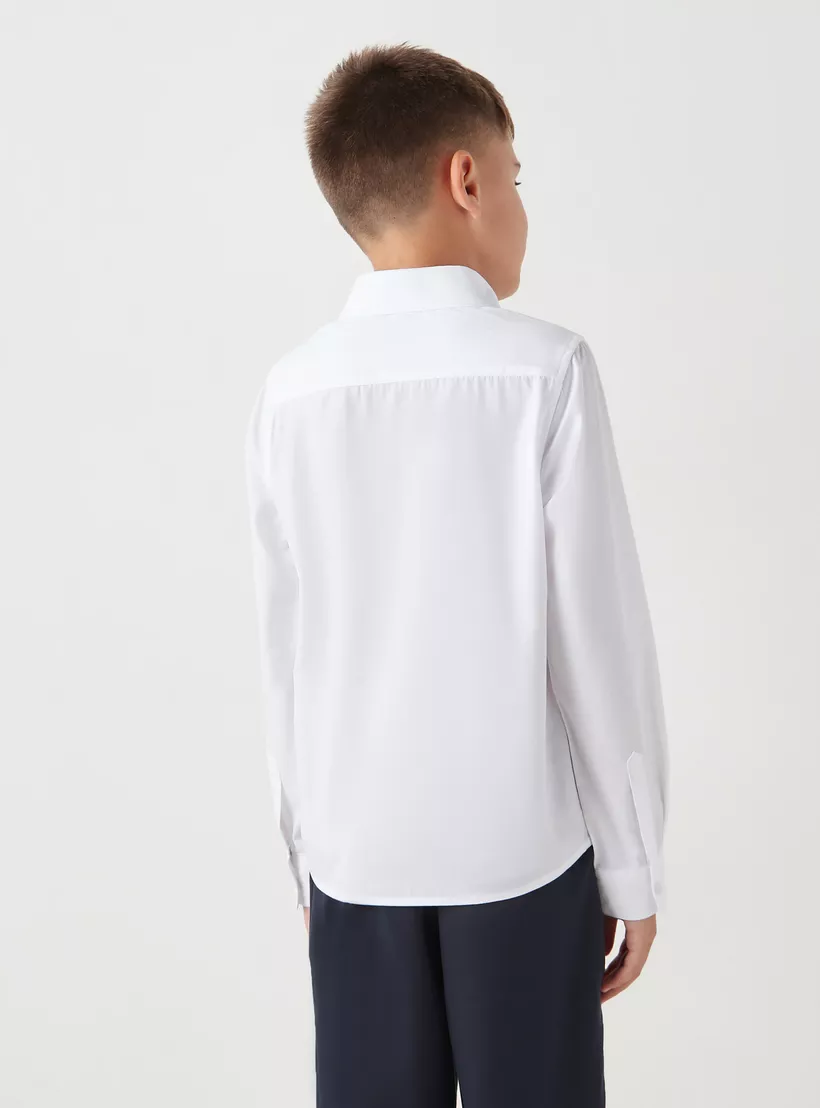 Juniors Solid Shirt with Long Sleeves and Pocket-7