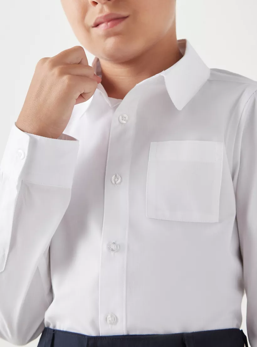 Juniors Solid Shirt with Long Sleeves and Pocket-8