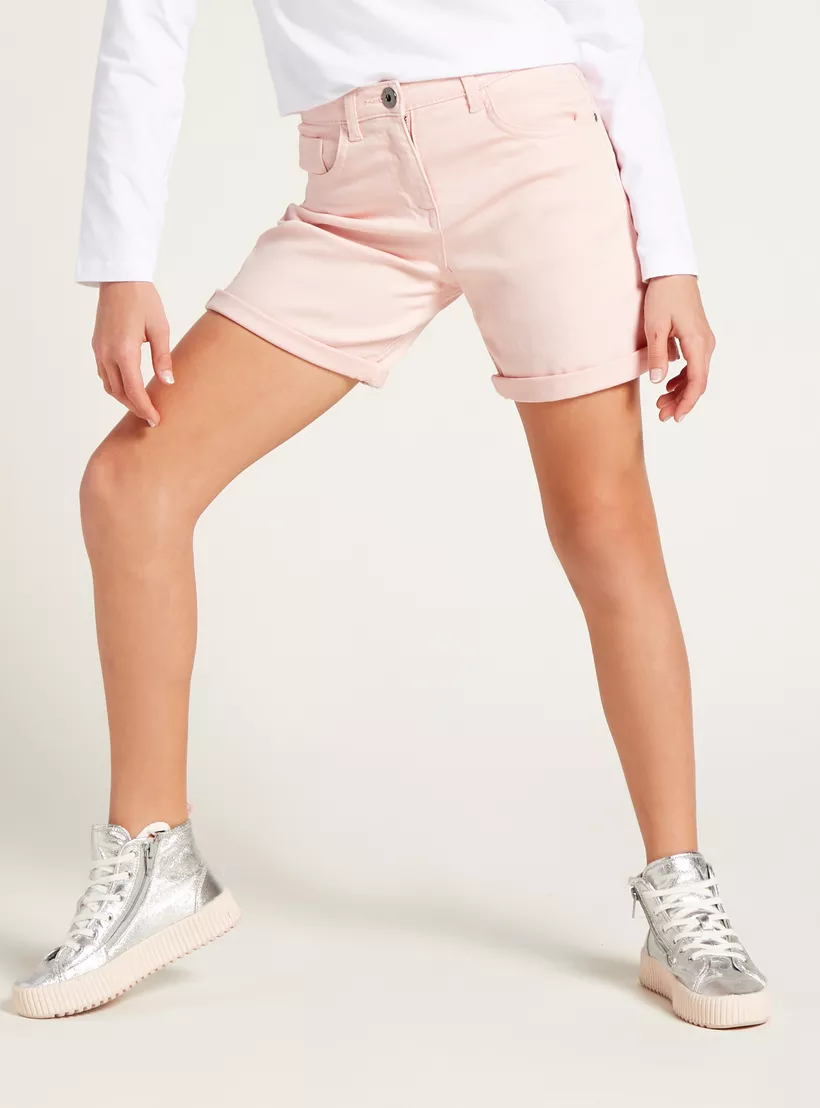 Juniors Solid Shorts with 5-3