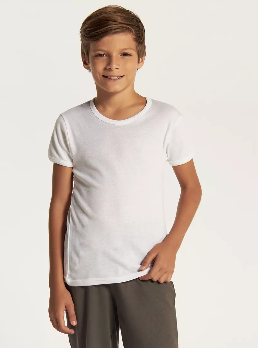 Juniors Solid T-shirt with Round-2