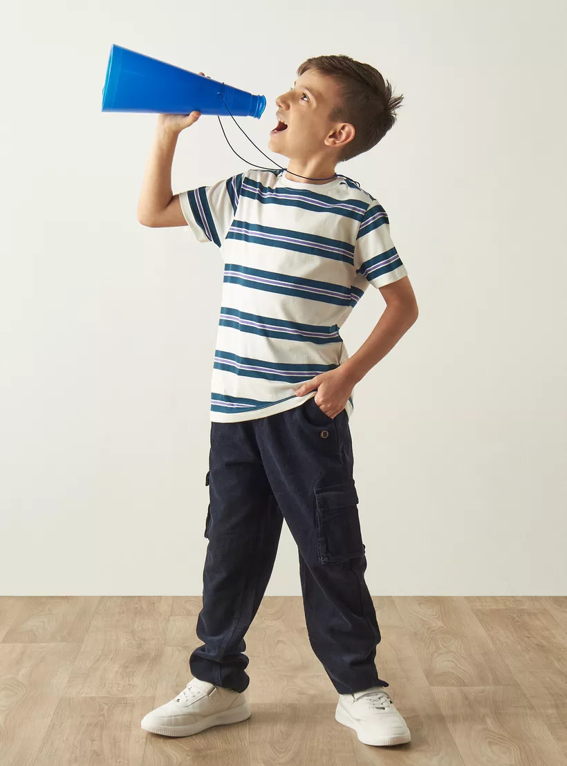 Juniors Striped Crew Neck T-shirt-2