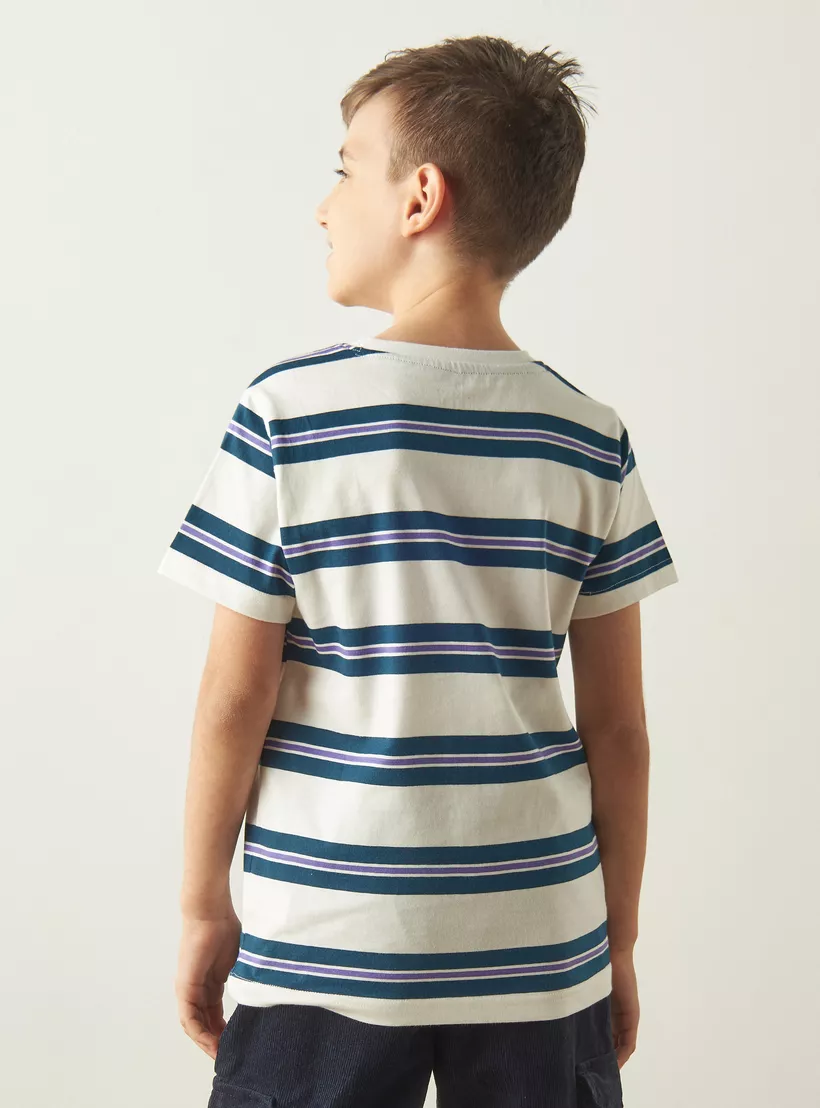 Juniors Striped Crew Neck T-shirt-3
