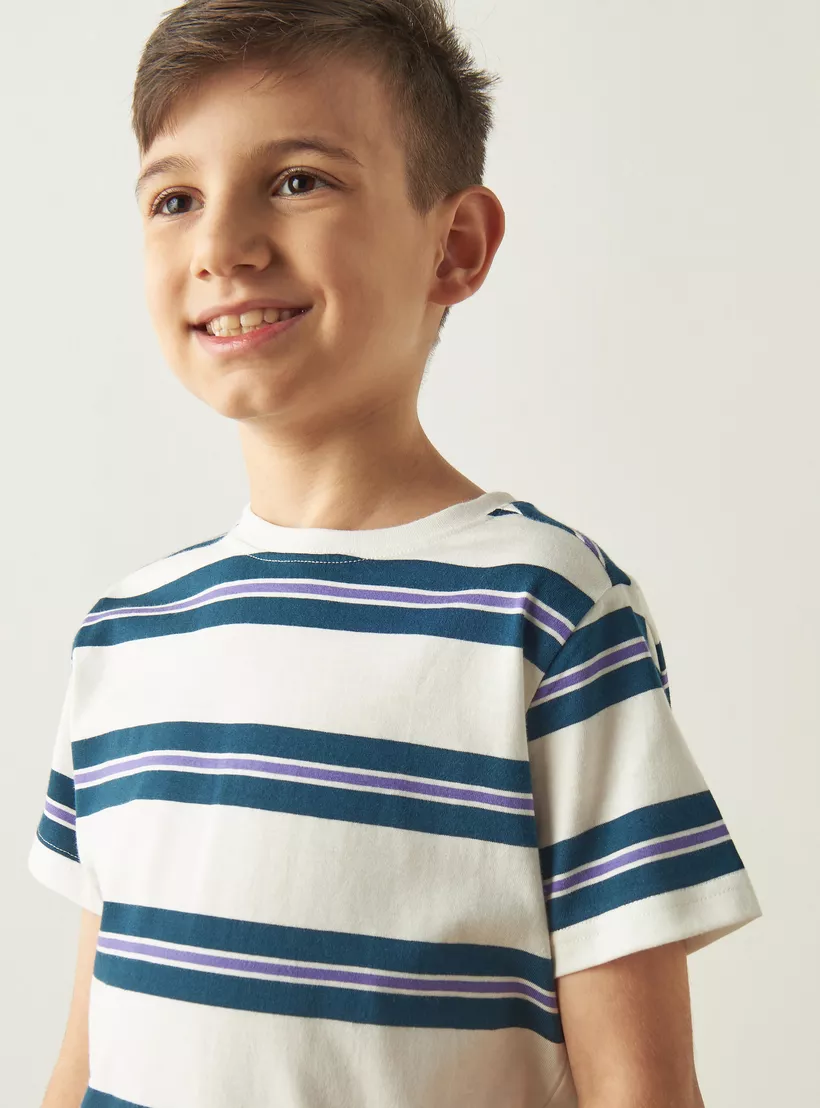 Juniors Striped Crew Neck T-shirt-4