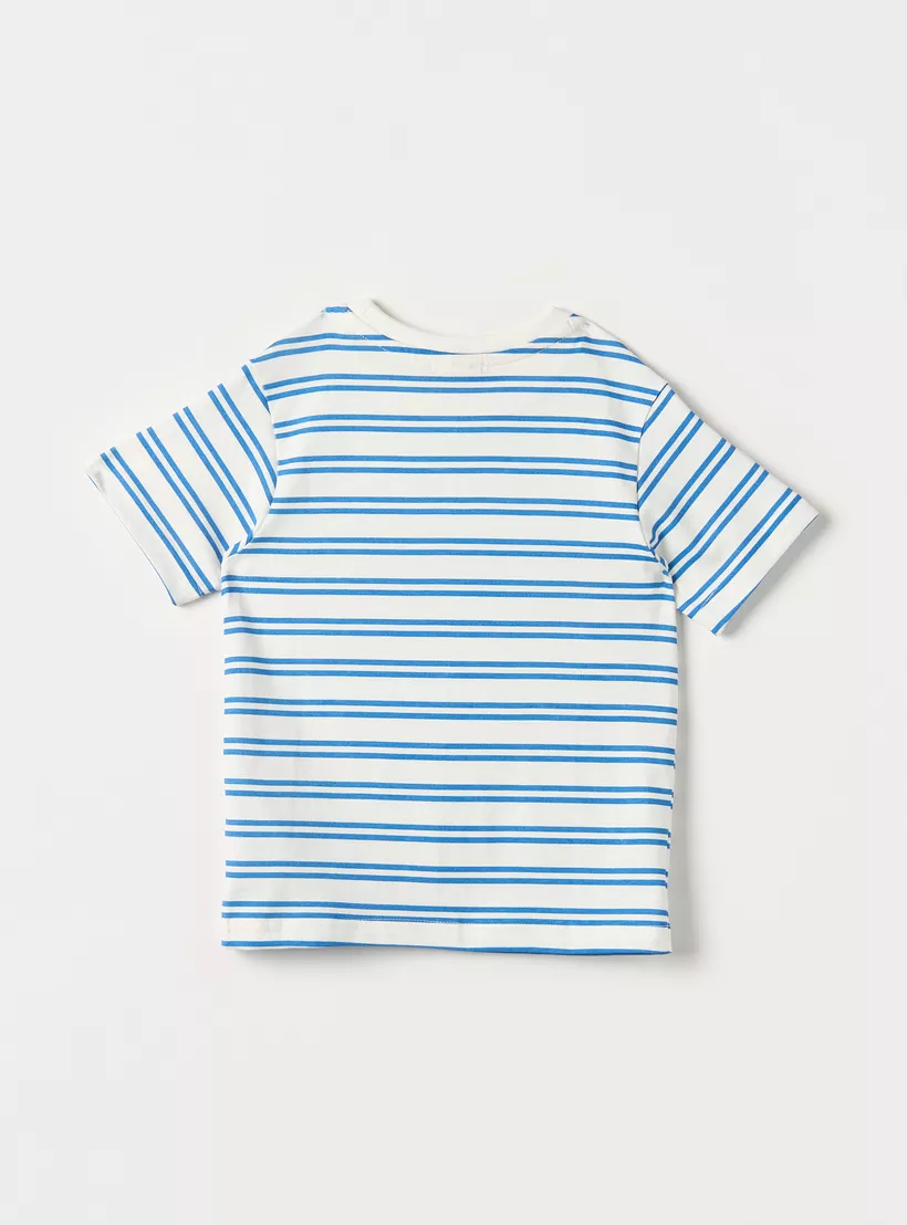 Juniors Striped Print T-Shirt with Short Sleeves -2