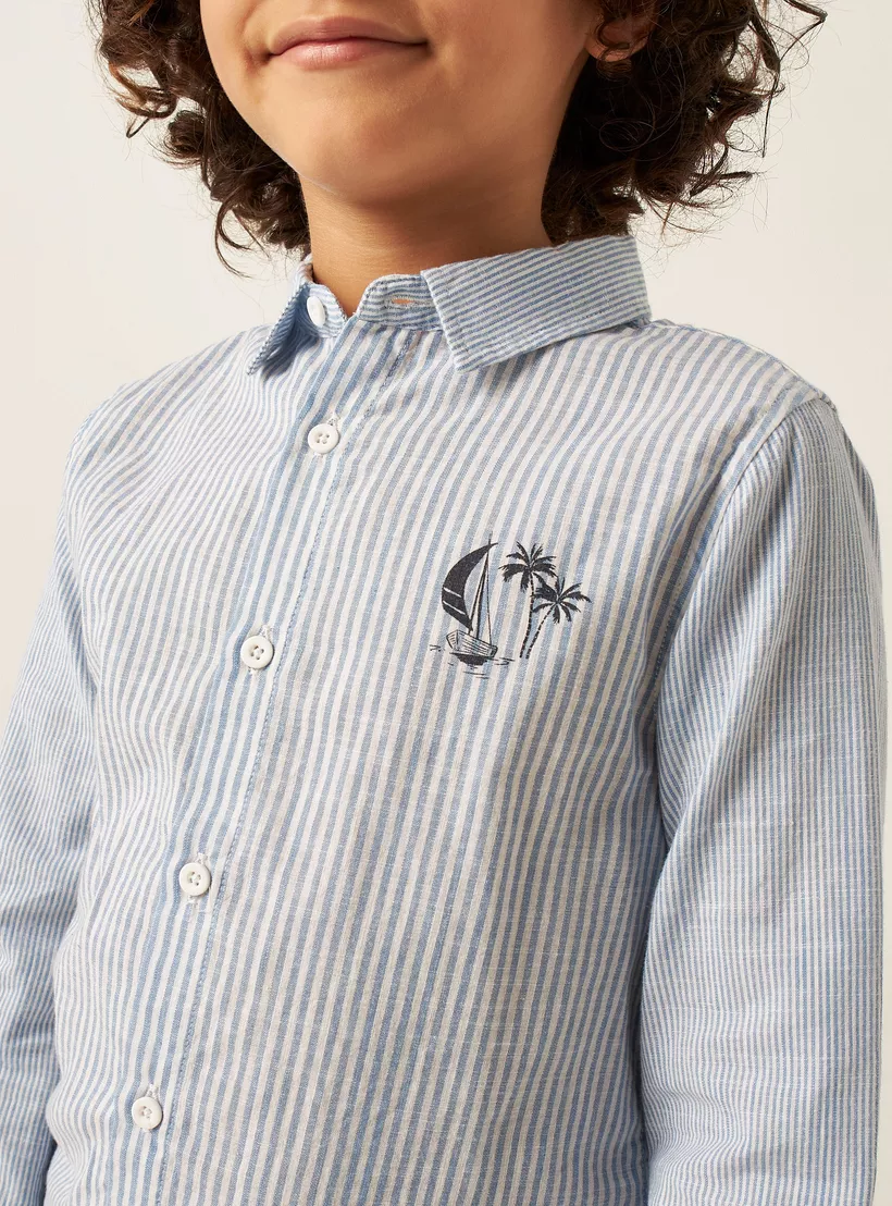 Juniors Striped Shirt with Long Sleeves-3