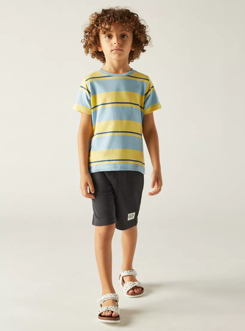 Juniors Striped T-shirt with Short Sleeves and Crew Neck-2