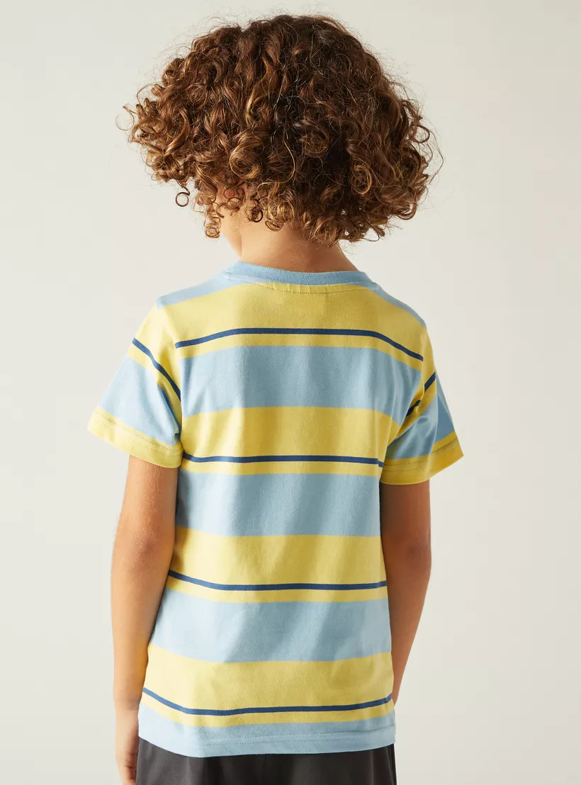 Juniors Striped T-shirt with Short Sleeves and Crew Neck-3