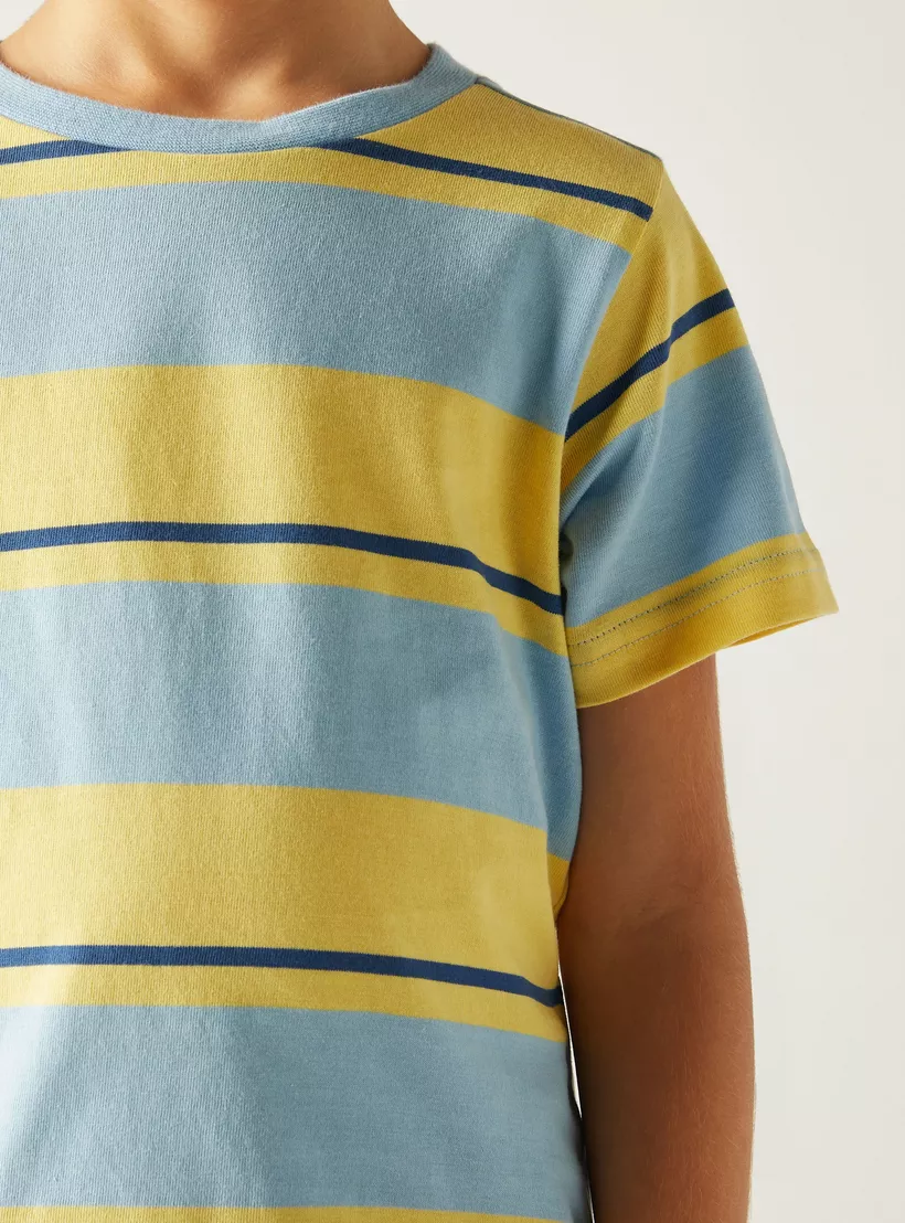 Juniors Striped T-shirt with Short Sleeves and Crew Neck-4