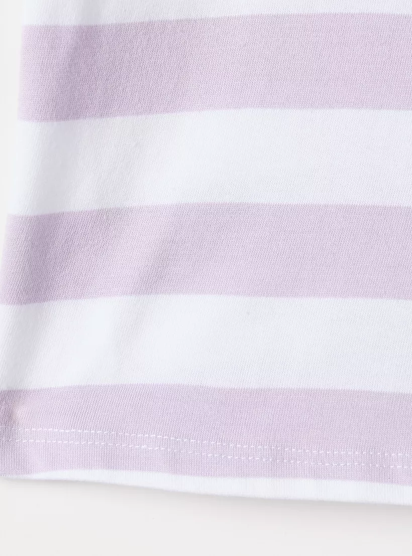 Juniors Striped T-shirt with Short Sleeves and Round Neck-3