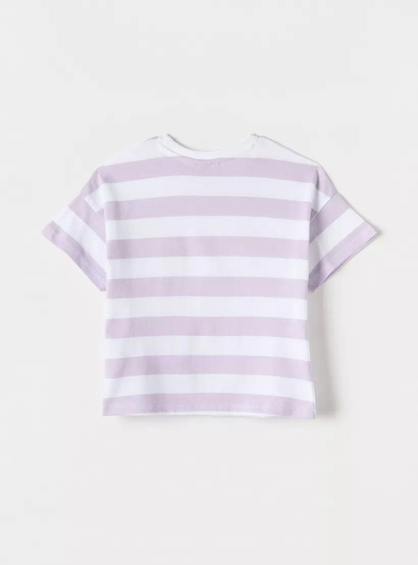 Juniors Striped T-shirt with Short Sleeves and Round Neck-4