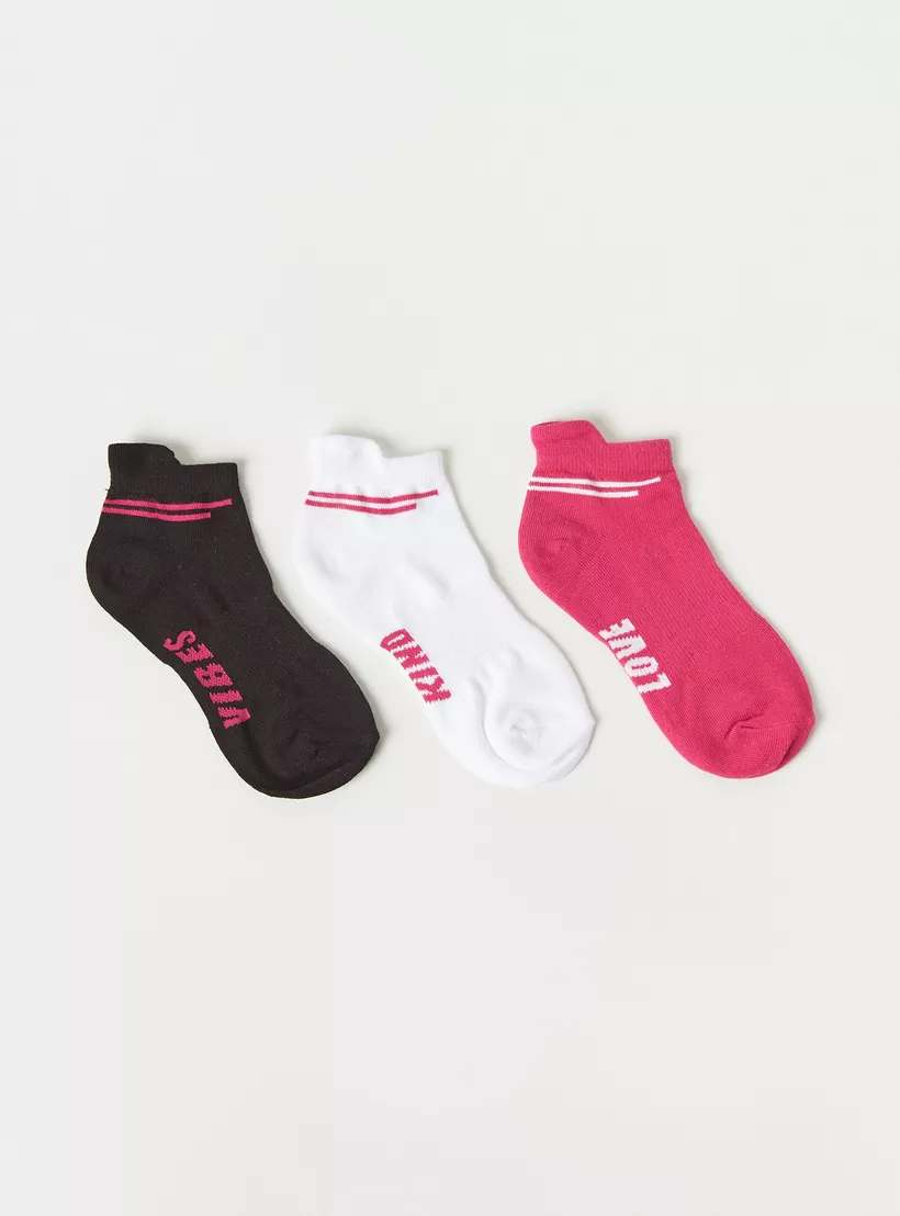 Juniors Textured Ankle Length Socks - Set of 3-2