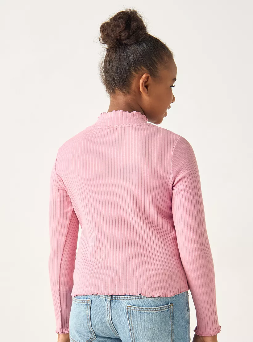 Juniors Textured Turtle Neck T-3