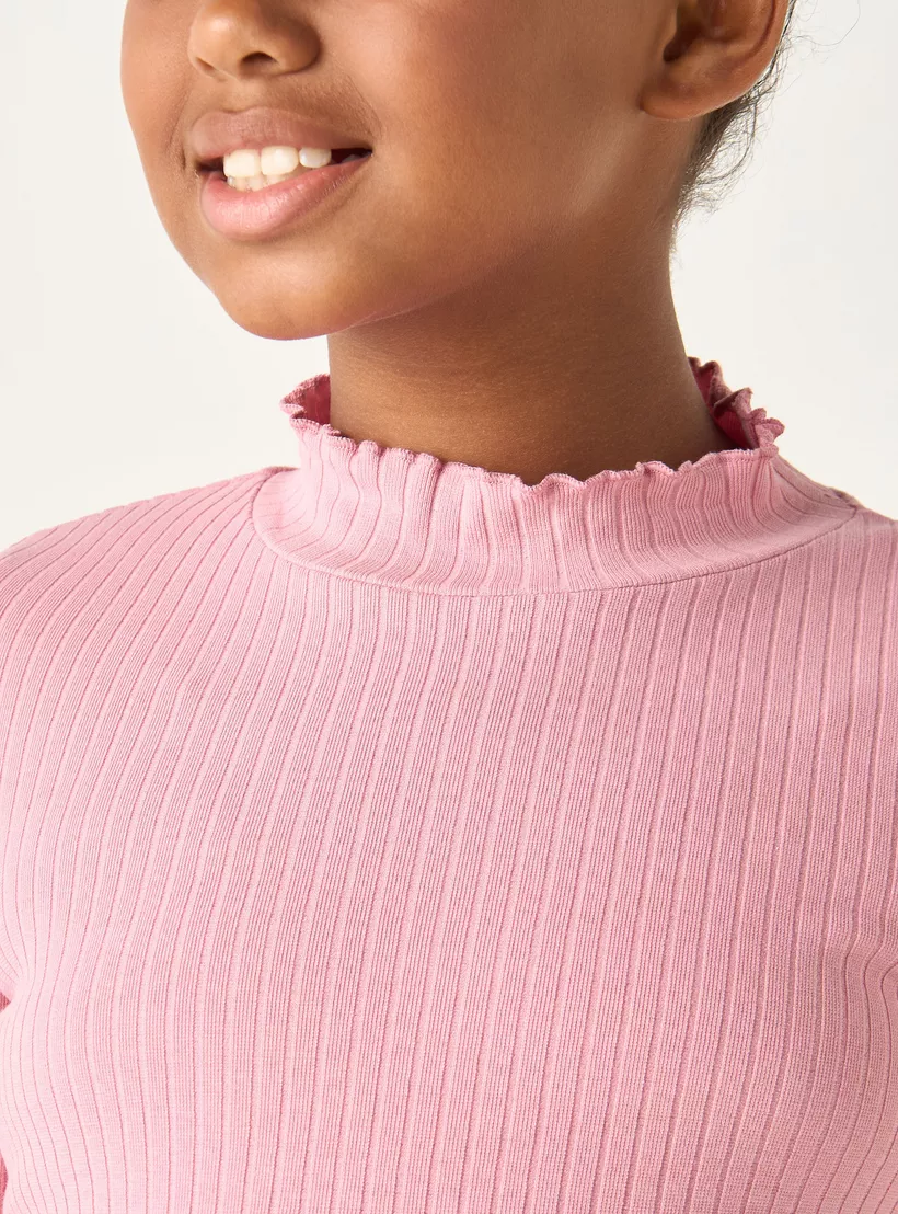 Juniors Textured Turtle Neck T-4