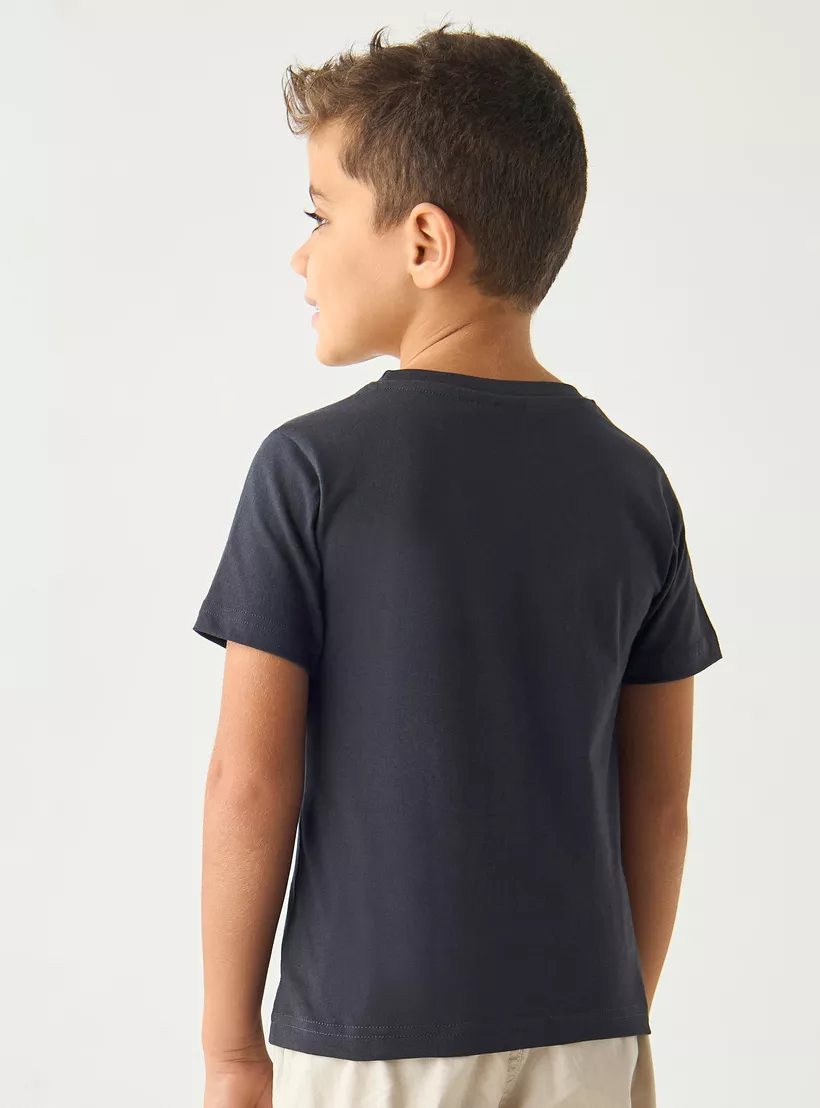 Juniors Typographic Print Crew Neck T-shirt with Short Sleeves-3