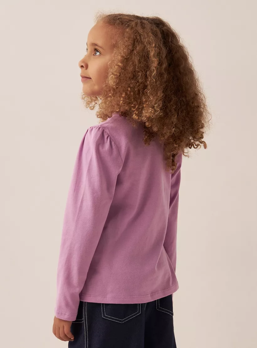 Juniors Unicorn Print T-shirt with Long Sleeves-3