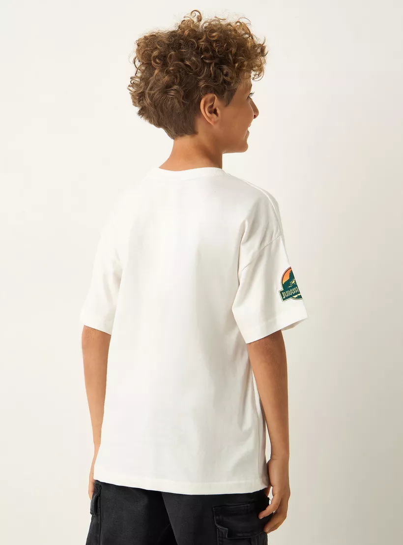 Jurassic World Print T-Shirt with Short Sleeves-3