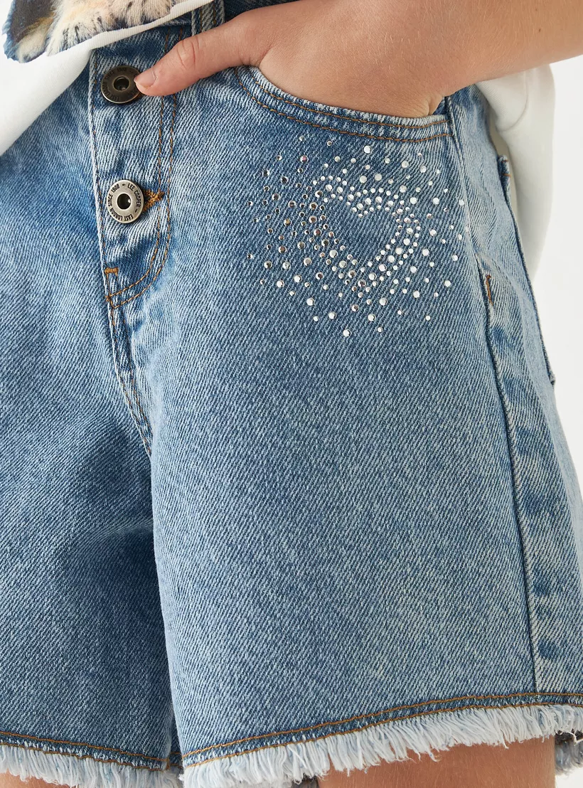 Lee Cooper Girls Regular Fit Denim Shorts-4