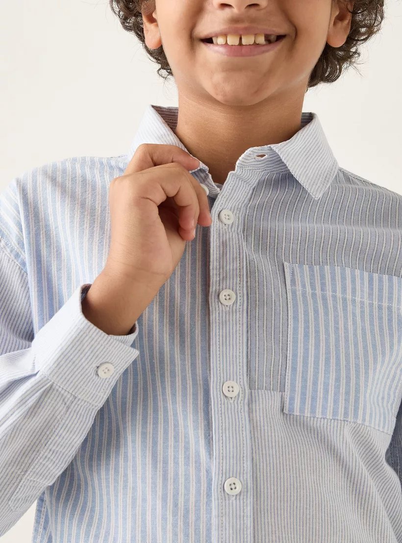 Lee Cooper Striped Long Sleeves Shirt with Chest Pocket-4