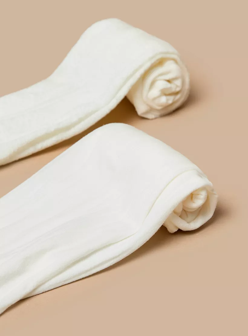 Little Missy Solid Tights with Elasticated Hem -2