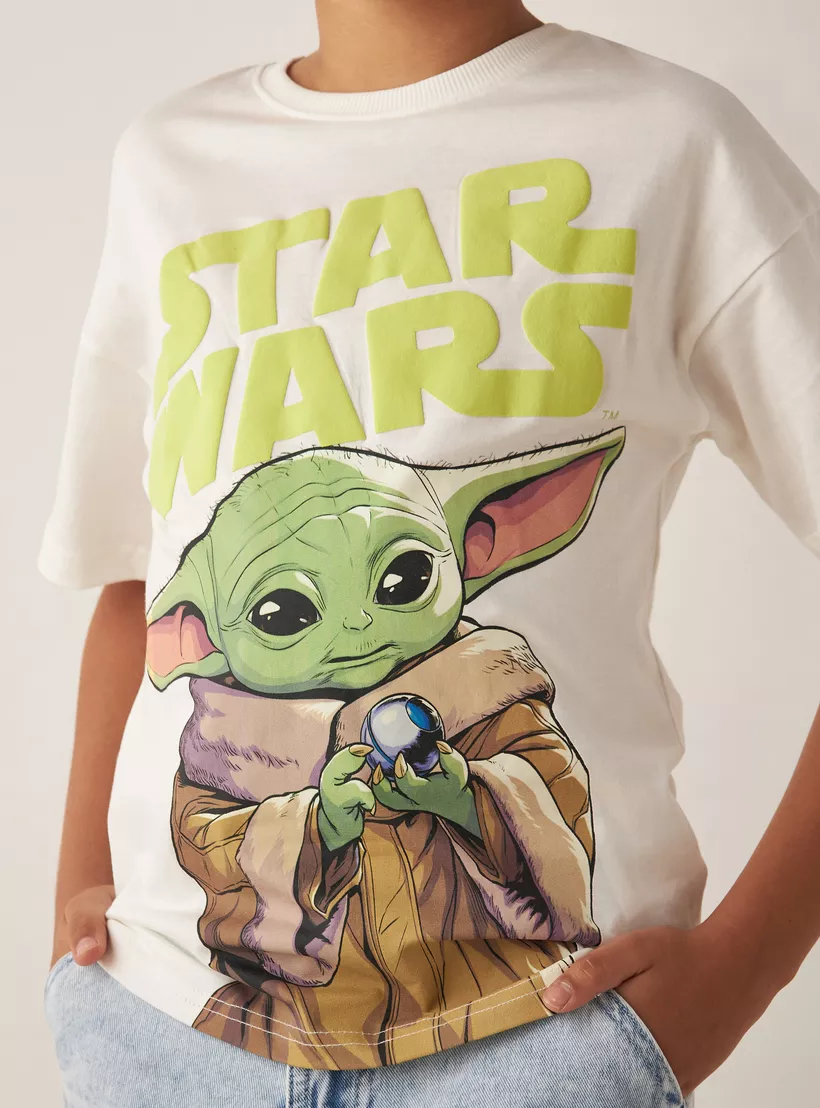 Lucasfilm Yoda Print T-shirt with Crew Neck-4