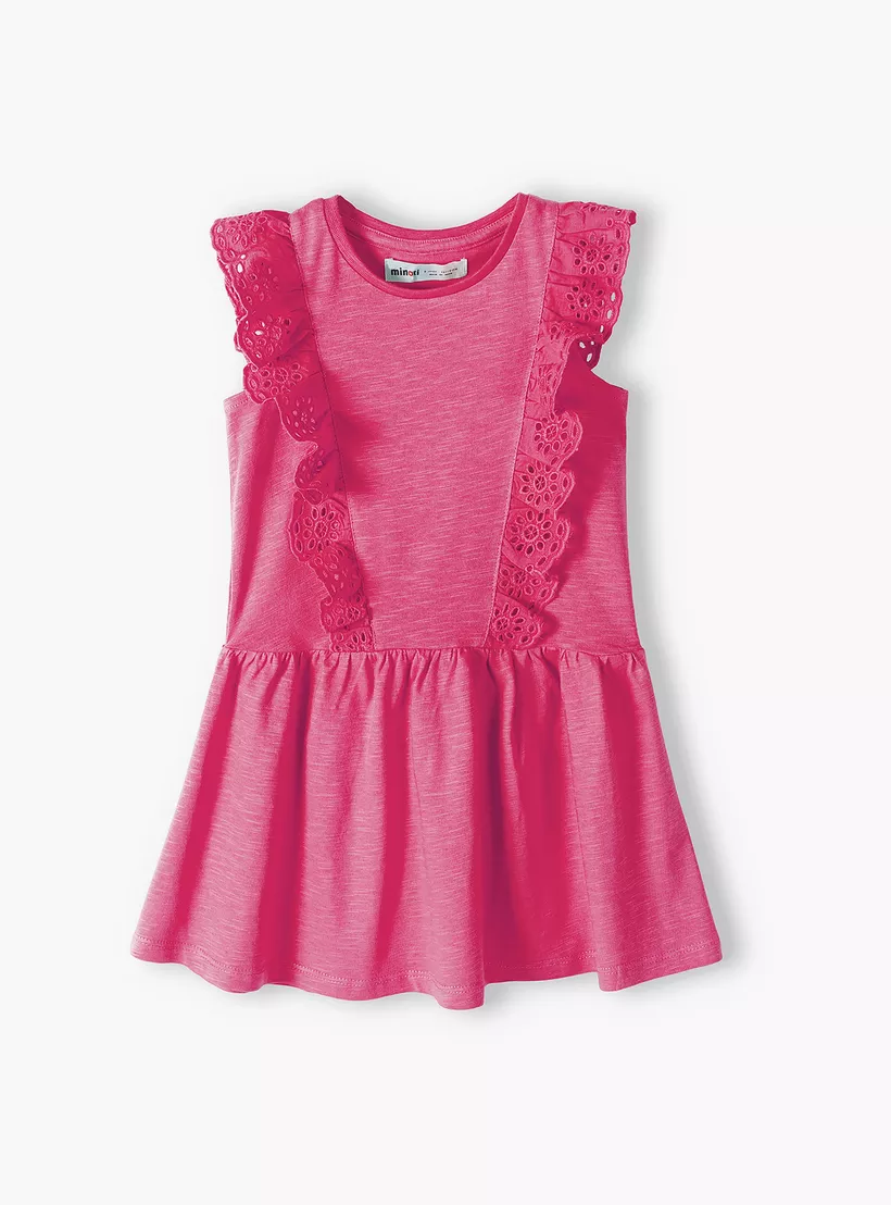 Minoti Embroidered Cap Sleeves Dress with Frills-2