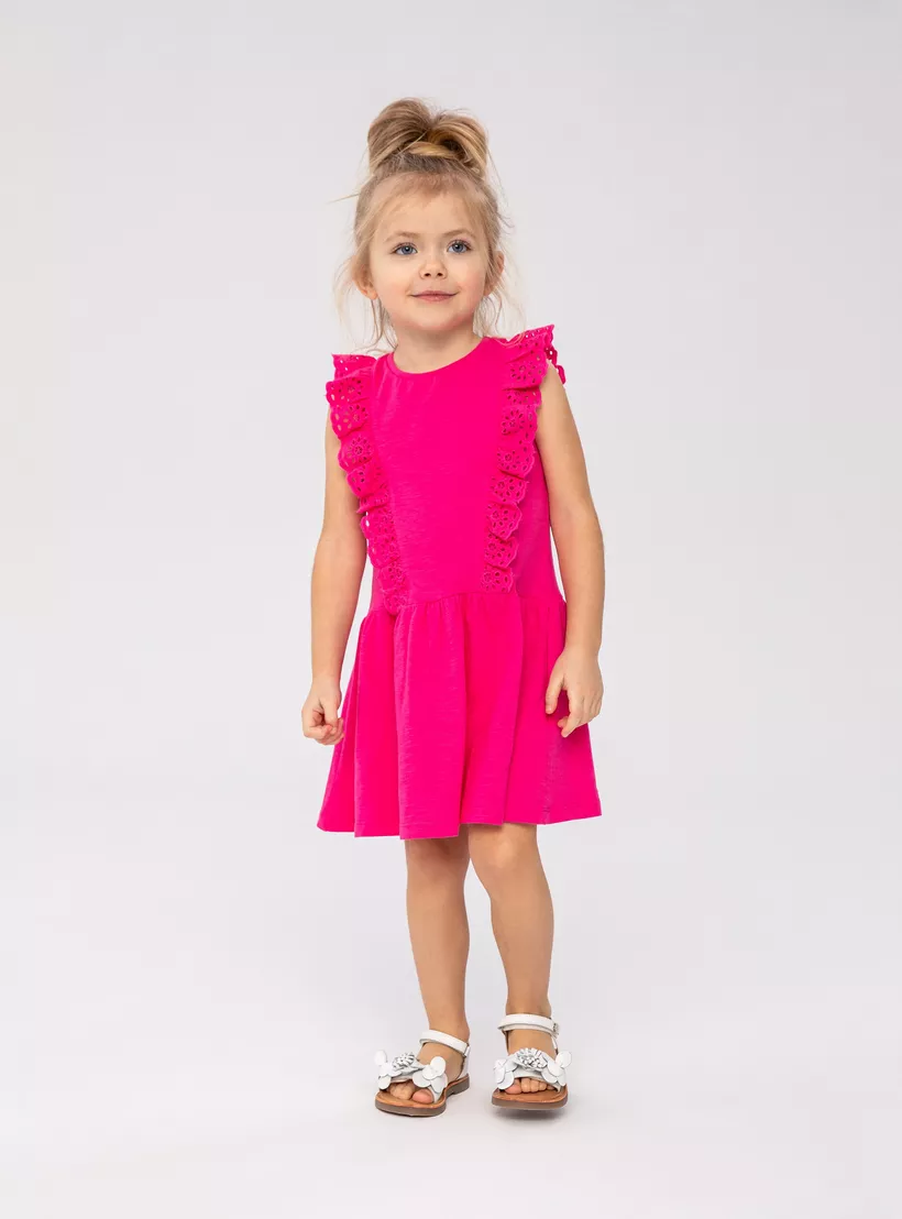 Minoti Embroidered Cap Sleeves Dress with Frills-3