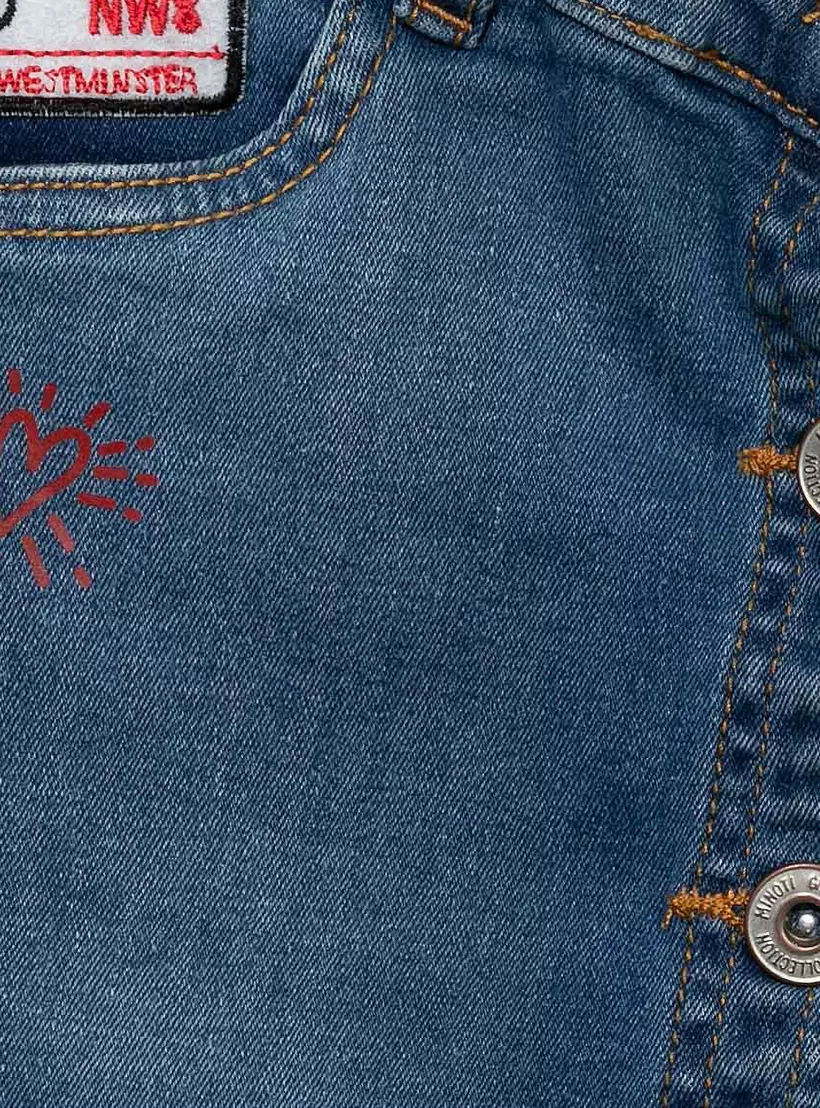 Minoti Embroidered Denim Skirt with Patches-4