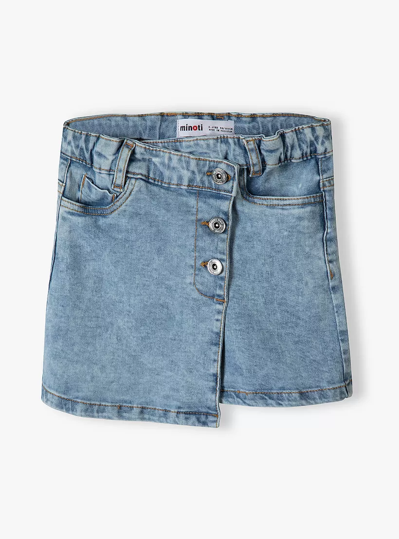 Minoti Solid Acid Wash Denim Skirt-2