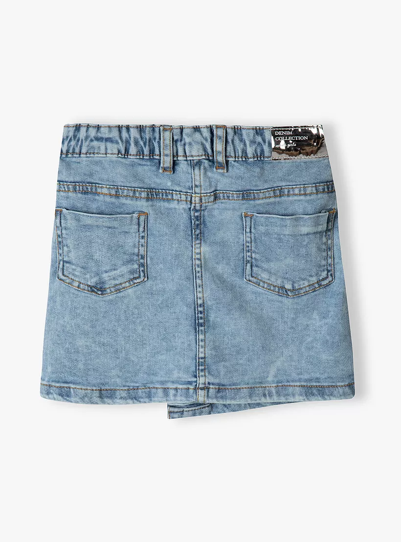 Minoti Solid Acid Wash Denim Skirt-4