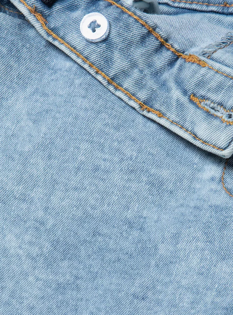 Minoti Solid Acid Wash Denim Skirt-5