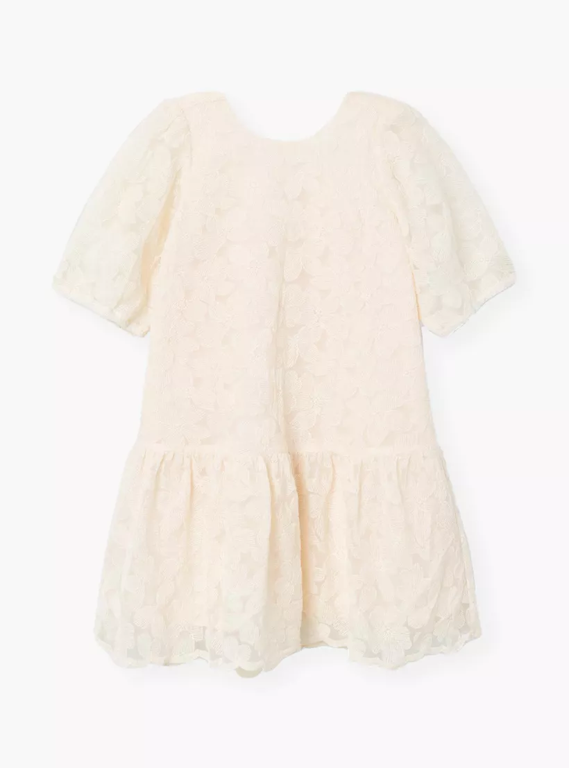 Name It Floral Embroidered drop waist dress with Short Sleeves and Drop Waist-3