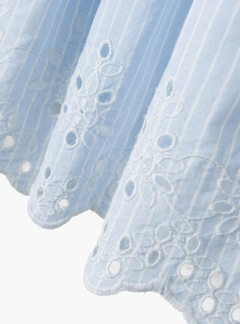 Name It Striped Sleeveless A-line Dress with Schiffli Trim-blue-3