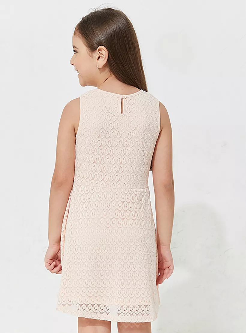 Neon Lace Detailed Sleeveless Dress-2