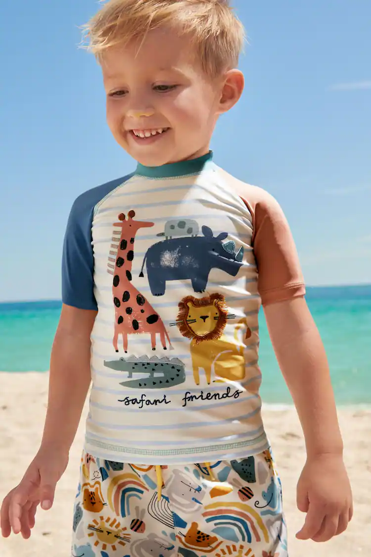 Neutral Safari Sunsafe Top and Shorts Set (3mths-7yrs)-4
