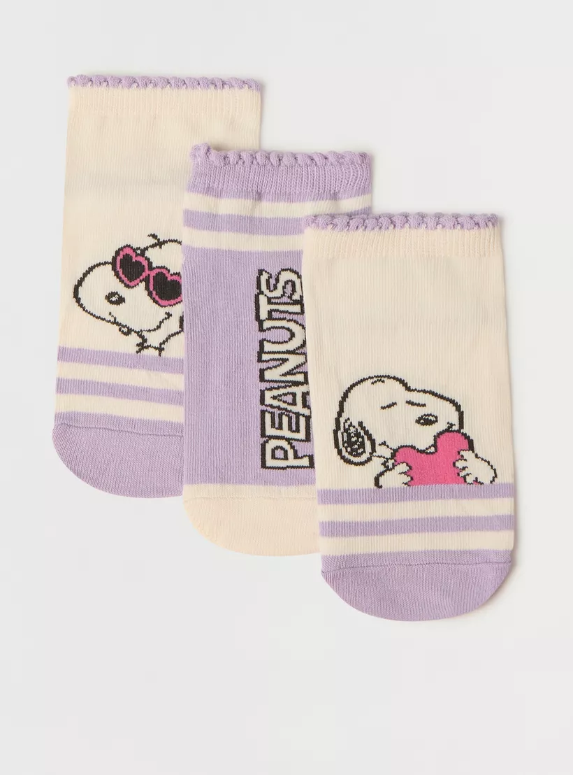 Peanuts Print Socks - Set of 3-2