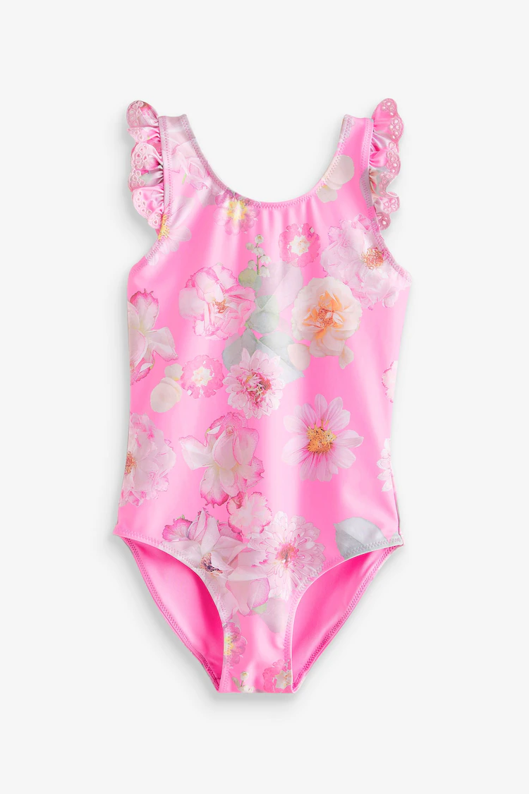 Pink Floral Frill Sleeve Swimsuit (3mths-12yrs)-6