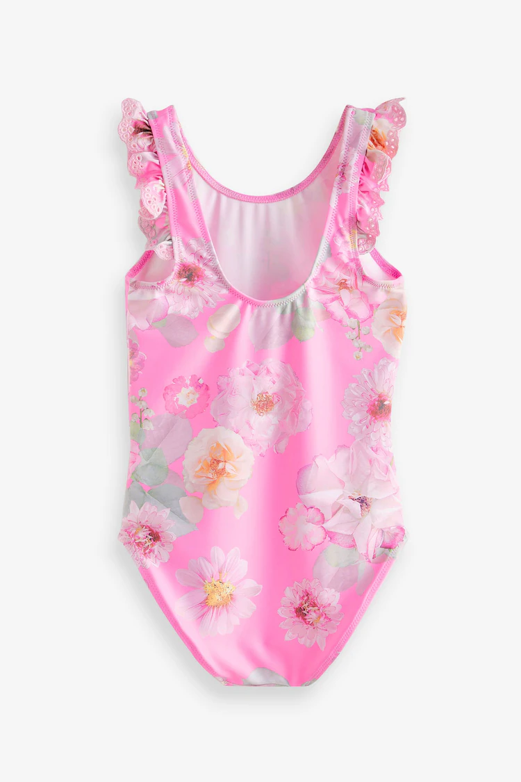 Pink Floral Frill Sleeve Swimsuit (3mths-12yrs)-7