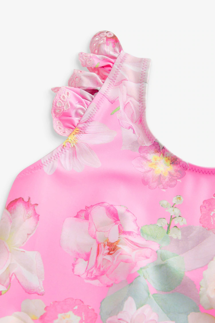 Pink Floral Frill Sleeve Swimsuit (3mths-12yrs)-8