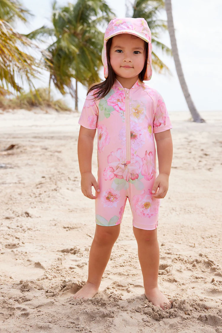 Pink Floral Sunsafe Swimsuit (3mths-7yrs)-2