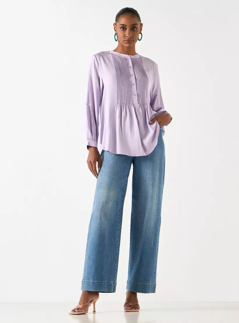 Pintuck Detail Top puple-2