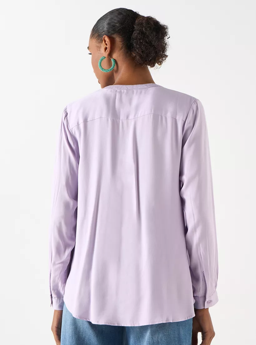 Pintuck Detail Top puple-3