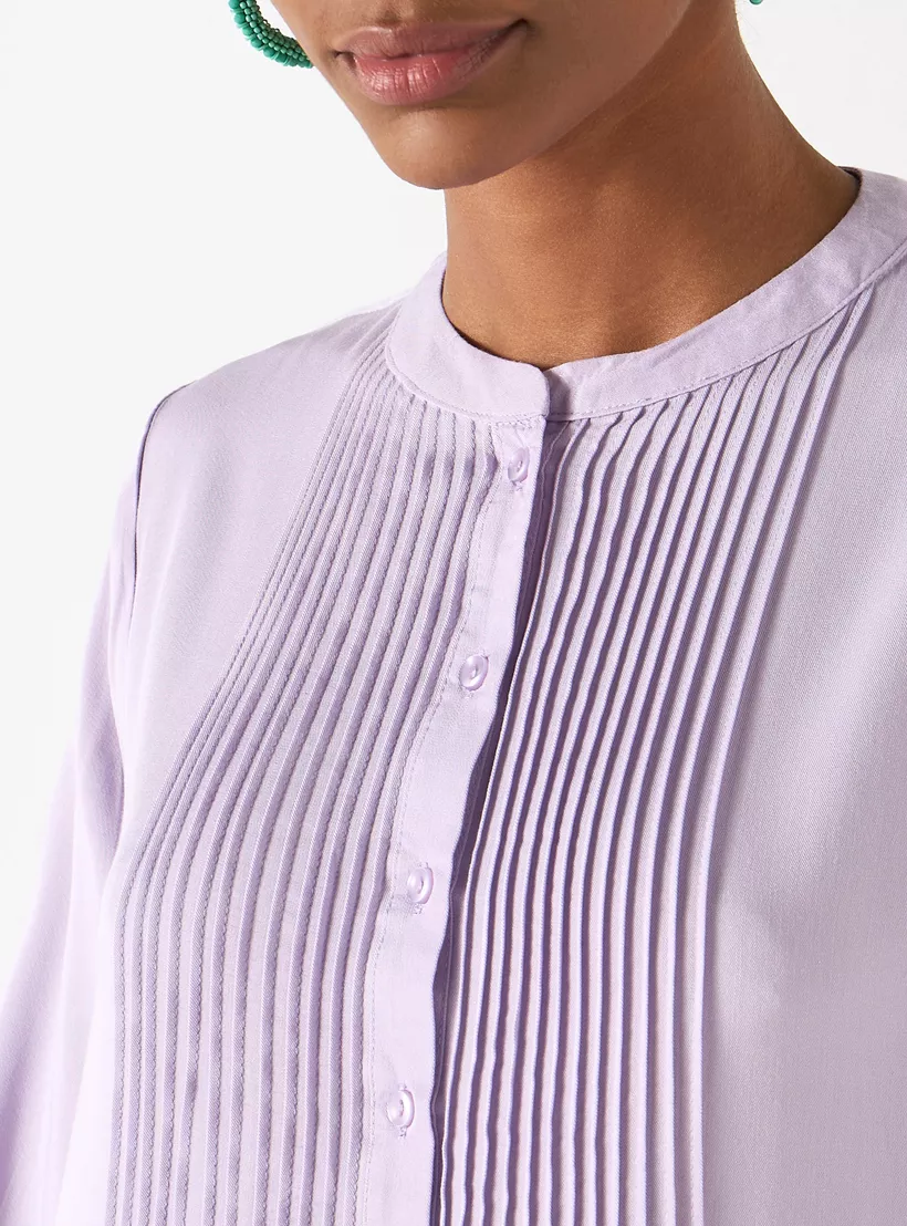 Pintuck Detail Top puple-4