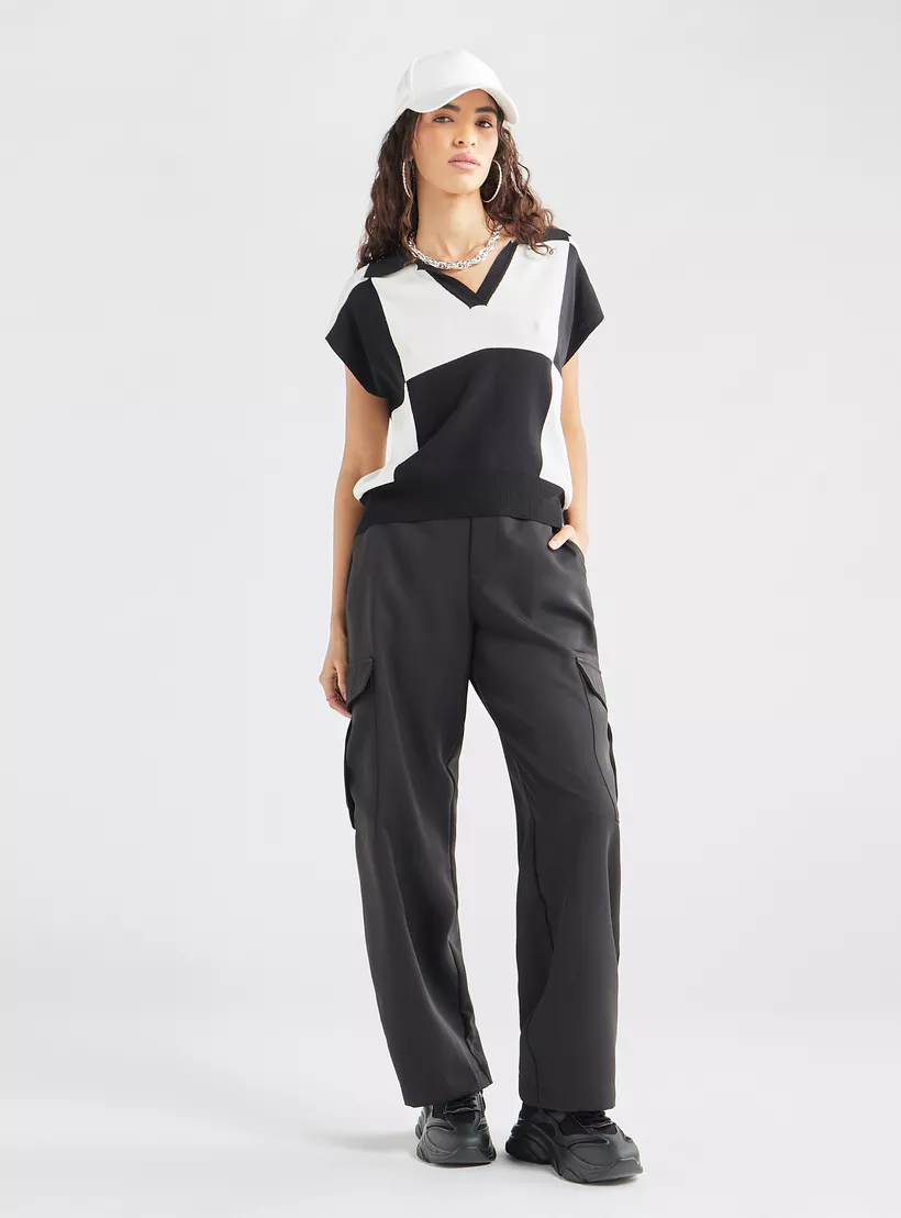 Solid Relaxed Fit Pants with Pockets-pantz-black-2