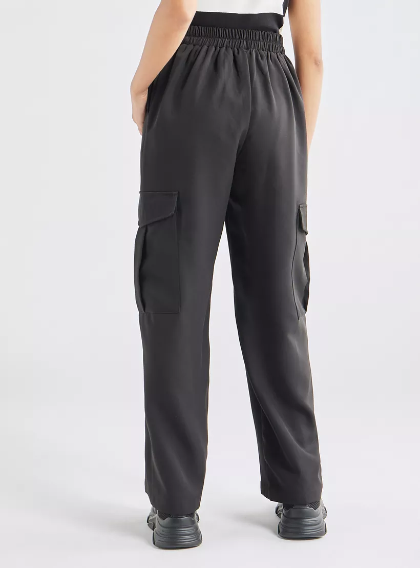 Solid Relaxed Fit Pants with Pockets-pantz-black-3