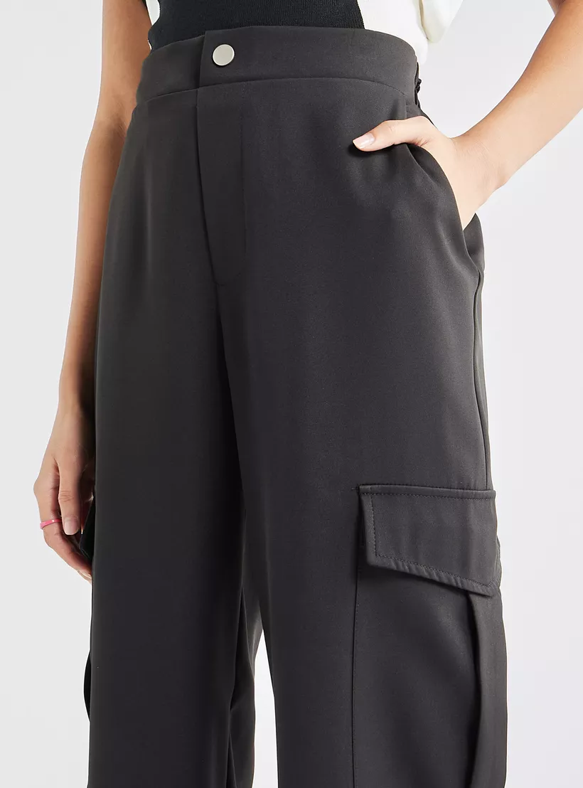 Solid Relaxed Fit Pants with Pockets-pantz-black-4