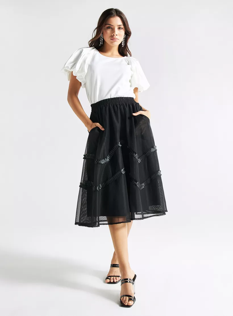 Solid Round Neck Satin Top-2