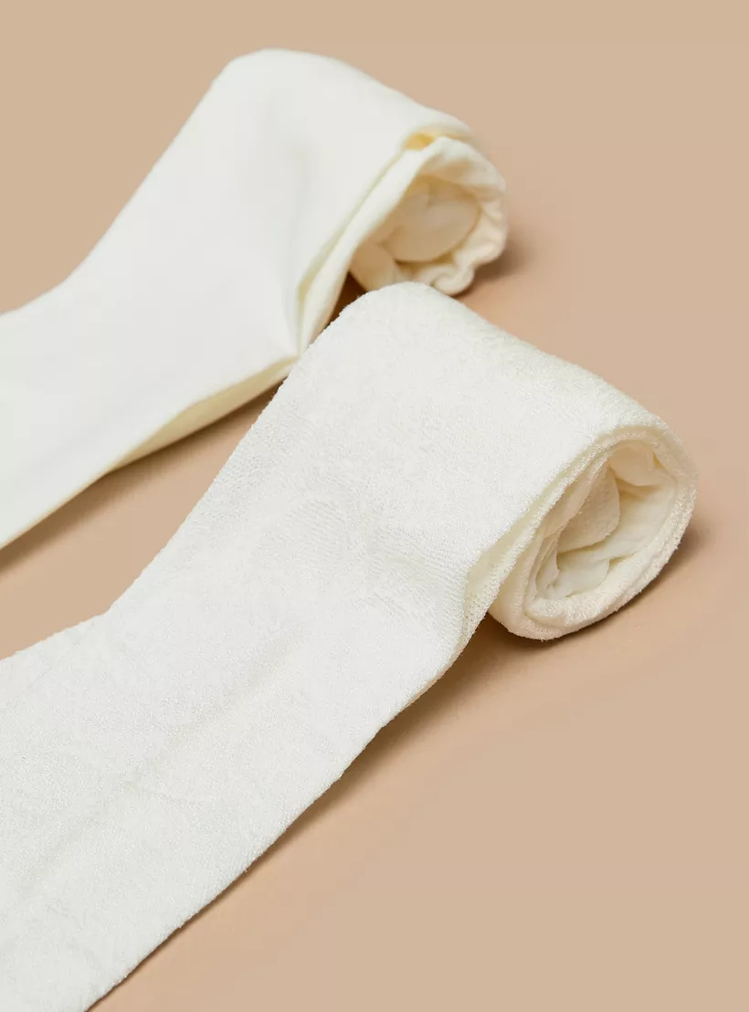 Solid Tights with Elasticated Hem - Set of 2-2