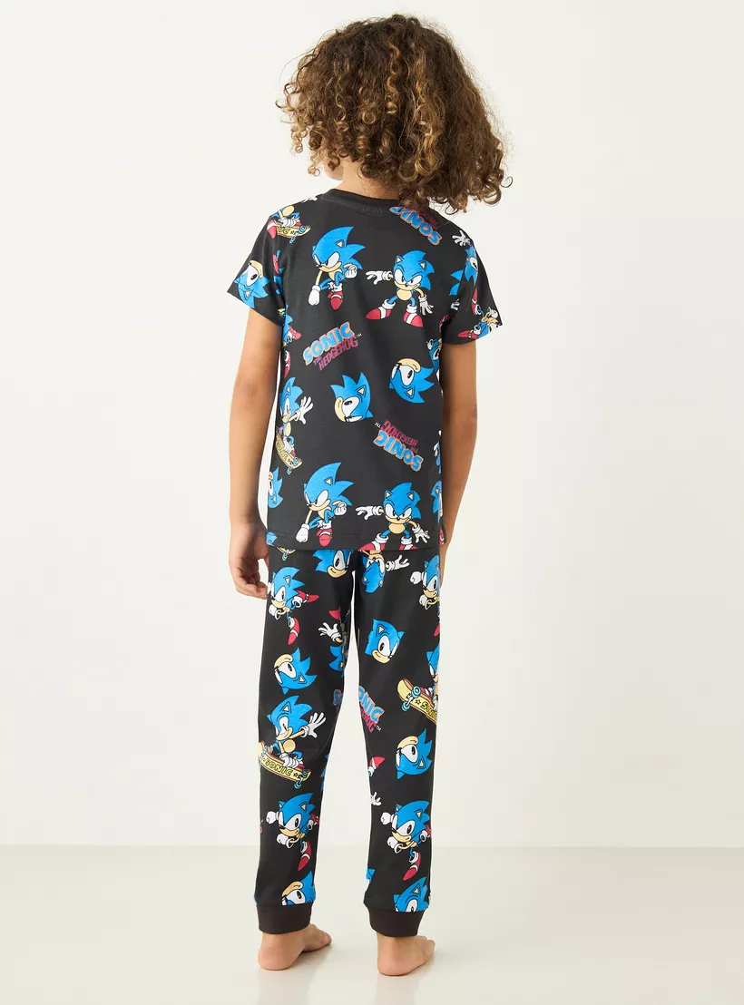 Sonic-the-Hedgehog-Print-Short-Sleeves-T-shirt-and-Pyjamas - Set-of-2-2