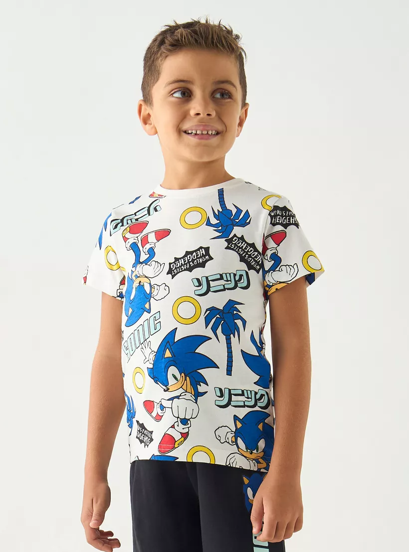 Sonic-the-Hedgehog-Print-T-shirt-and-Shorts-Set-1